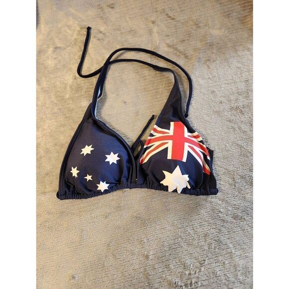 Joey Roo Australia Size 10 Navy Blue Triangle String Bikini Top - Picture 1 of 4